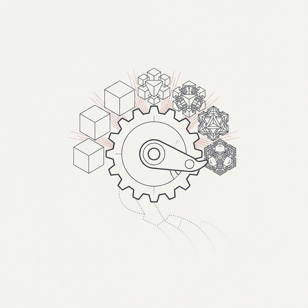 Abstract ratchet mechanism representing escalating market complexity